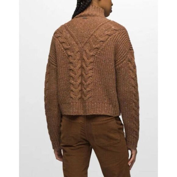 NWOT prAna Laurel Creek Silk Wool Blend 1/4 Zip Cable Knit Sweater Women's S - Picture 2 of 13
